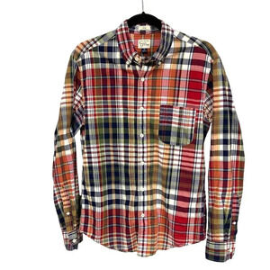 J Crew Indian Madras Button-Down Long Sleeve Plaid Cotton Shirt, Medium Slim‎
